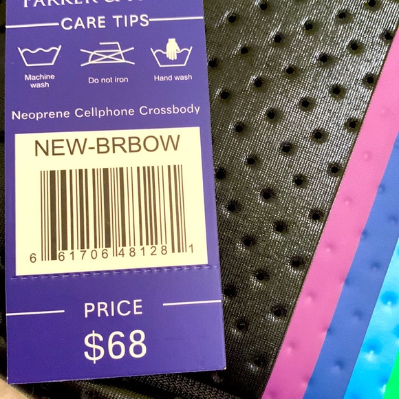 Parker & Hyde Neoprene Black Crossbody with Rainbow Strap - Picture 4 of 6